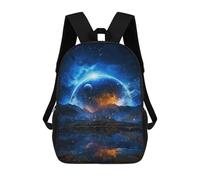 sinyumoney 3D Galactic Reflections A Cosmic Landscape -3 School Backpack for Kids Adult,Animal Schoolbags Large Bookbags Casual Daypack with Side Mesh Pocket 17inch