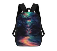 sinyumoney 3D Galactic Reflections Celestial Stream Kid's Backpack Waterproof 17inch School Bag Cute Rucksacks Fashion Casual Schoolbag for Kids for Girl Boy School