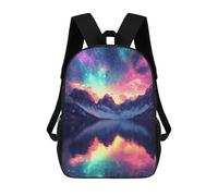 sinyumoney 3D Galactic Reflections in Mountains School Backpack for Kids Adult,Animal Schoolbags Large Bookbags Casual Daypack with Side Mesh Pocket 17inch