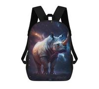 sinyumoney 3D Galactic Rhino Cosmic Wonder -1 17 Inch School Backpack Student Casual Backpack For Kid's Children's Daypack Bookbag Hiking Sports Outdoor Work Travel Laptop Bag