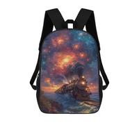 sinyumoney 3D Galactic Train Journey Kid's Backpack Waterproof 17inch School Bag Cute Rucksacks Fashion Casual Schoolbag for Kids for Girl Boy School