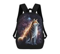 sinyumoney 3D Galactic Wolf Spirit -1 17 Inch School Backpack Student Casual Backpack For Kid's Children's Daypack Bookbag Hiking Sports Outdoor Work Travel Laptop Bag