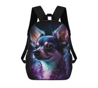 sinyumoney 3D Galaxy Chihuahua Art Print Kid's Backpack Waterproof 17inch School Bag Cute Rucksacks Fashion Casual Schoolbag for Kids for Girl Boy School