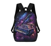 sinyumoney 3D Galaxy Grand Piano Art Print 17 Inch School Backpack Student Casual Backpack For Kid's Children's Daypack Bookbag Hiking Sports Outdoor Work Travel Laptop Bag