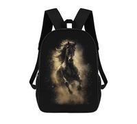 sinyumoney 3D Galloping Horse with Golden Dust 17 Inch School Backpack Student Casual Backpack For Kid's Children's Daypack Bookbag Hiking Sports Outdoor Work Travel Laptop Bag