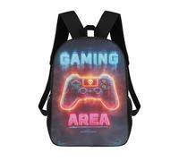 sinyumoney 3D Gaming Area Neon Sign-3 Kid's Backpack Waterproof 17inch School Bag Cute Rucksacks Fashion Casual Schoolbag for Kids for Girl Boy School