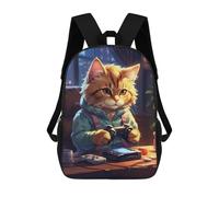 sinyumoney 3D Gaming Cat Print Children Backpack for School Students Backpacks Schoolbag Shoulder Book Bags 17inch