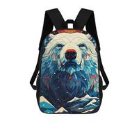 sinyumoney 3D Geometric Polar Bear Majesty Print Children Backpack for School Students Backpacks Schoolbag Shoulder Book Bags 17inch
