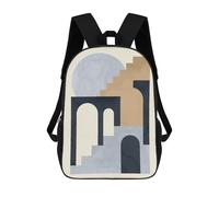 sinyumoney 3D Geometric Shapes H Printing Daypacks Kids Casual Backpack Knapsack High Capacity Rucksack Travel Laptop Book Bag 17inch