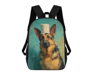 sinyumoney 3D German Shepherd Chef Hat-1 Kid's Backpack Waterproof 17inch School Bag Cute Rucksacks Fashion Casual Schoolbag for Kids for Girl Boy School