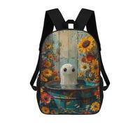 sinyumoney 3D Ghost in A Flower Bath Kid's Backpack Waterproof 17inch School Bag Cute Rucksacks Fashion Casual Schoolbag for Kids for Girl Boy School