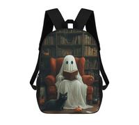 sinyumoney 3D Ghostly Library Adventure-1 Kid's Backpack Waterproof 17inch School Bag Cute Rucksacks Fashion Casual Schoolbag for Kids for Girl Boy School