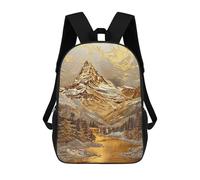 sinyumoney 3D Gilded Matterhorn Majesty 17 Inch School Backpack Student Casual Backpack For Kid's Children's Daypack Bookbag Hiking Sports Outdoor Work Travel Laptop Bag