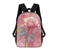 sinyumoney 3D Gilded Rose Wall Mural-1 Kid's Backpack Waterproof 17inch School Bag Cute Rucksacks Fashion Casual Schoolbag for Kids for Girl Boy School