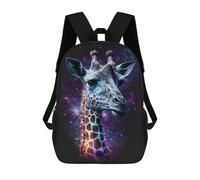 sinyumoney 3D Giraffe Galaxy Art Print-2 Kid's Backpack Waterproof 17inch School Bag Cute Rucksacks Fashion Casual Schoolbag for Kids for Girl Boy School