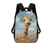 sinyumoney 3D Giraffe in Flower Field-2 Kid's Backpack Waterproof 17inch School Bag Cute Rucksacks Fashion Casual Schoolbag for Kids for Girl Boy School