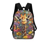 sinyumoney 3D Giraffe in Flower Field Kid's Backpack Waterproof School Bag Bookbag Cute Rucksacks Fashion Casual Schoolbag for Kids for Girl Boy School 17inch
