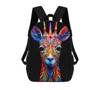sinyumoney 3D Giraffe School Backpack for Kids Adult,Animal Schoolbags Large Bookbags Casual Daypack with Side Mesh Pocket 17inch