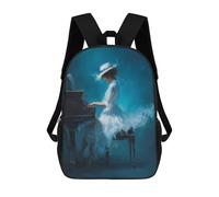 sinyumoney 3D Girl Playing Piano in White Dress Print Children Backpack for School Students Backpacks Schoolbag Shoulder Book Bags 17inch