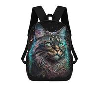 sinyumoney 3D Glamorous Cat Glasses Art Print School Backpack for Kids Adult,Animal Schoolbags Large Bookbags Casual Daypack with Side Mesh Pocket 17inch