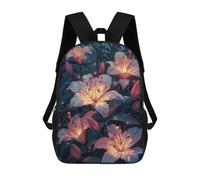 sinyumoney 3D Glowing Lilies in The Night Printing Daypacks Kids Casual Backpack Knapsack High Capacity Rucksack Travel Laptop Book Bag 17inch