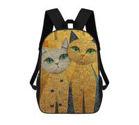 sinyumoney 3D Golden Cats Art Print-1 Kid's Backpack Waterproof 17inch School Bag Cute Rucksacks Fashion Casual Schoolbag for Kids for Girl Boy School
