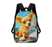 sinyumoney 3D Golden Chihuahua with Duck 17 Inch School Backpack Student Casual Backpack For Kid's Children's Daypack Bookbag Hiking Sports Outdoor Work Travel Laptop Bag