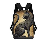 sinyumoney 3D Golden Decorative Cat Statue Print Children Backpack for School Students Backpacks Schoolbag Shoulder Book Bags 17inch