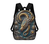 sinyumoney 3D Golden Dragon Chronicles 17 Inch School Backpack Student Casual Backpack For Kid's Children's Daypack Bookbag Hiking Sports Outdoor Work Travel Laptop Bag