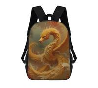 sinyumoney 3D Golden Dragon in Clouds 17 Inch School Backpack Student Casual Backpack For Kid's Children's Daypack Bookbag Hiking Sports Outdoor Work Travel Laptop Bag