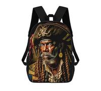 sinyumoney 3D Golden-Eyed Pirate Portrait Print Children Backpack for School Students Backpacks Schoolbag Shoulder Book Bags 17inch
