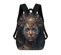 sinyumoney 3D Golden Fantasy Portrait Print Children Backpack for School Students Backpacks Schoolbag Shoulder Book Bags 17inch