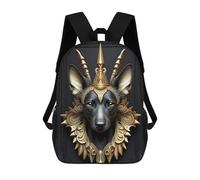 sinyumoney 3D Golden Horned Canine Portrait Print Children Backpack for School Students Backpacks Schoolbag Shoulder Book Bags 17inch