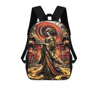 sinyumoney 3D Golden Japanese Geisha Kid's Backpack Waterproof 17inch School Bag Cute Rucksacks Fashion Casual Schoolbag for Kids for Girl Boy School