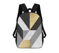 sinyumoney 3D Golden Lines V School Backpack Student Casual Backpack For Kid's Children's Daypack Bookbag Hiking Sports Outdoor Work Travel Laptop Bag 17inch