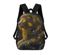 sinyumoney 3D Golden Lion 17 Inch School Backpack Student Casual Backpack For Kid's Children's Daypack Bookbag Hiking Sports Outdoor Work Travel Laptop Bag