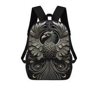 sinyumoney 3D Golden Phoenix Art Deco 17 Inch School Backpack Student Casual Backpack For Kid's Children's Daypack Bookbag Hiking Sports Outdoor Work Travel Laptop Bag