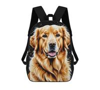 sinyumoney 3D Golden Retriever Art Print 17 Inch School Backpack Student Casual Backpack For Kid's Children's Daypack Bookbag Hiking Sports Outdoor Work Travel Laptop Bag