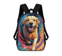sinyumoney 3D Golden Retriever in Space Kid's Backpack Waterproof School Bag Bookbag Cute Rucksacks Fashion Casual Schoolbag for Kids for Girl Boy School 17inch