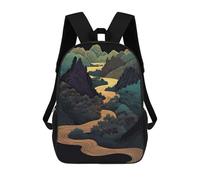 sinyumoney 3D Golden River Through Mountains School Backpack Student Casual Backpack For Kid's Children's Daypack Bookbag Hiking Sports Outdoor Work Travel Laptop Bag 17inch