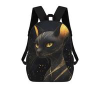 sinyumoney 3D Golden Sphynx Cat Starry Night Kid's Backpack Waterproof 17inch School Bag Cute Rucksacks Fashion Casual Schoolbag for Kids for Girl Boy School