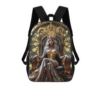 sinyumoney 3D Golden Throne Queen 17 Inch School Backpack Student Casual Backpack For Kid's Children's Daypack Bookbag Hiking Sports Outdoor Work Travel Laptop Bag