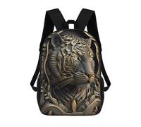 sinyumoney 3D Golden Tiger Portrait-14 Kid's Backpack Waterproof School Bag Bookbag Cute Rucksacks Fashion Casual Schoolbag for Kids for Girl Boy School 17inch