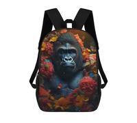 sinyumoney 3D Gorilla Flowers 17 Inch School Backpack Student Casual Backpack For Kid's Children's Daypack Bookbag Hiking Sports Outdoor Work Travel Laptop Bag