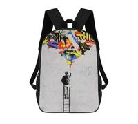 sinyumoney 3D Graffiti Wall Painter Kid's Backpack Waterproof 17inch School Bag Cute Rucksacks Fashion Casual Schoolbag for Kids for Girl Boy School