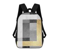 sinyumoney 3D Gray And Gold Art G School Backpack Student Casual Backpack For Kid's Children's Daypack Bookbag Hiking Sports Outdoor Work Travel Laptop Bag 17inch