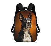 sinyumoney 3D Great Dane Portrait 17 Inch School Backpack Student Casual Backpack For Kid's Children's Daypack Bookbag Hiking Sports Outdoor Work Travel Laptop Bag