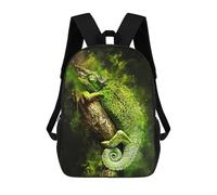 sinyumoney 3D Green Animal Splatter Printing Daypacks Kids Casual Backpack Knapsack High Capacity Rucksack Travel Laptop Book Bag 17inch