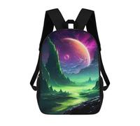 sinyumoney 3D Green Planet Galactic School Backpack Student Casual Backpack For Kid's Children's Daypack Bookbag Hiking Sports Outdoor Work Travel Laptop Bag 17inch