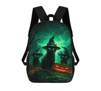 sinyumoney 3D Halloween Black Cats with Jack-o'-Lanterns-1 Kid's Backpack Waterproof School Bag Bookbag Cute Rucksacks Fashion Casual Schoolbag for Kids for Girl Boy School 17inch